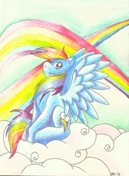 Size: 1089x1482 | Tagged: safe, rainbow dash, pegasus, pony, g4, watercolor painting