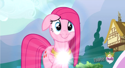 Size: 851x466 | Tagged: safe, screencap, pinkie pie, g4, magical mystery cure, my little pony: friendship is magic, cute, pinkamena diane pie, smiling, swapped cutie marks