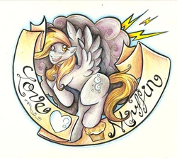 Size: 1900x1696 | Tagged: safe, derpy hooves, pegasus, pony, g4, female, mare, muffin, tattoo, that pony sure does love muffins