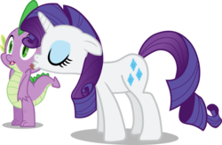 Size: 7194x4724 | Tagged: safe, artist:exe2001, rarity, spike, dragon, pony, unicorn, g4, absurd resolution, cheek kiss, duo, female, interspecies, kissing, male, mare, ship:sparity, shipping, simple background, straight, transparent background, vector