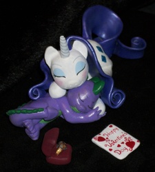 Size: 2394x2664 | Tagged: safe, artist:madponyscientist, rarity, spike, g4, interspecies, ring, sculpture, ship:sparity, shipping, sleeping, valentine's day