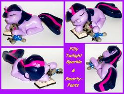 Size: 5496x4176 | Tagged: safe, artist:madponyscientist, smarty pants, twilight sparkle, g4, absurd resolution, book, female, filly, sculpture, sleeping, solo