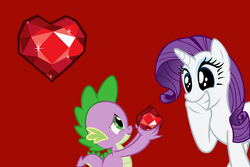 Size: 3000x2000 | Tagged: safe, artist:kippokip, rarity, spike, g4, female, fire ruby, interspecies, male, ship:sparity, shipping, straight, wallpaper