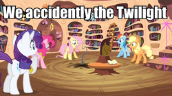 Size: 959x538 | Tagged: safe, edit, edited screencap, screencap, earth pony, pegasus, pony, unicorn, g4, magical mystery cure, butt, caption, female, image macro, implied death, mare, plot