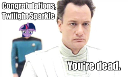 Size: 649x392 | Tagged: safe, twilight sparkle, g4, caption, john de lancie, q, star trek