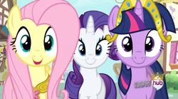 Size: 1555x863 | Tagged: safe, screencap, fluttershy, rarity, twilight sparkle, g4, magical mystery cure