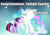 Size: 873x611 | Tagged: safe, edit, edited screencap, screencap, princess celestia, twilight sparkle, alicorn, pony, unicorn, g4, magical mystery cure, afterlife, ascension realm, dead, duo, ethereal mane, female, image macro, mare, princess celestia's special princess making dimension, star trek, unicorn twilight, void