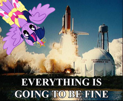 Size: 586x480 | Tagged: safe, twilight sparkle, alicorn, pony, g4, 1986, alicorn drama, challenger, disaster, drama, everything is going to be ok, everything is ruined, female, image macro, mare, nasa, quote, rocket, space shuttle, twilight sparkle (alicorn), we are going to hell