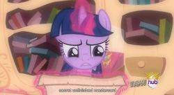 Size: 848x465 | Tagged: safe, screencap, twilight sparkle, g4, magical mystery cure, mastercard, youtube caption
