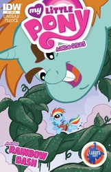Size: 397x614 | Tagged: safe, idw, rainbow dash, snips, pony, g4, micro-series #2, my little pony micro-series, comic book, comic cover, cover, cover art, giant pony, jack and the beanstalk, variant cover, vine