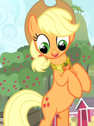 Size: 652x866 | Tagged: safe, screencap, applejack, g4, magical mystery cure, bipedal, element of honesty