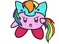 Size: 800x600 | Tagged: safe, artist:do-it-yourself, rainbow dash, puffball, g4, clothes, cosplay, costume, crossover, female, kirby, kirby (series), kirby dash, simple background, solo, transparent background