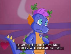 Size: 640x480 | Tagged: safe, screencap, master kenbroath gilspotten heathspike, dragon, g3, the princess promenade, age, blatant lies, smell, smelly, subtitles, vine