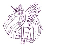 Size: 900x655 | Tagged: dead source, safe, artist:princesschuchi, twilight sparkle, alicorn, pony, g4, female, mare, monochrome, simple background, sketch, solo, twilight sparkle (alicorn), white background