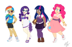 Size: 1024x672 | Tagged: safe, artist:alittleriddle, pinkie pie, rainbow dash, rarity, twilight sparkle, human, equestria girls, g4, dark skin, diversity, humanized, simple background, sweater vest, transparent background, twoiloight spahkle