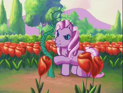 Size: 640x480 | Tagged: safe, screencap, wysteria, earth pony, pony, g3, the princess promenade, evil smile, flower, garden, garden weed