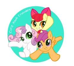Size: 738x660 | Tagged: safe, artist:gaongaon82, apple bloom, scootaloo, sweetie belle, g4, cutie mark crusaders, pixiv