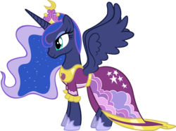 Size: 5000x3745 | Tagged: safe, artist:sidorovich, princess luna, alicorn, pony, g4, magical mystery cure, absurd resolution, clothes, coronation dress, dress, female, luna's ceremonial crown, mare, simple background, solo, transparent background, vector