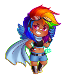 Size: 600x722 | Tagged: safe, artist:pyonkotcchi, rainbow dash, human, g4, clothes, female, humanized, simple background, solo, transparent background, winged humanization, wings