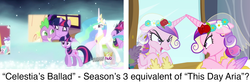 Size: 2602x872 | Tagged: safe, edit, edited screencap, screencap, princess cadance, princess celestia, queen chrysalis, spike, twilight sparkle, alicorn, pony, unicorn, g4, magical mystery cure, ascension realm, celestia's ballad, disguise, disguised changeling, fake cadance, female, mare, princess celestia's special princess making dimension, this day aria, unicorn twilight, void