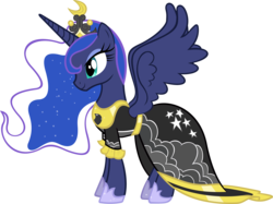 Size: 5000x3745 | Tagged: safe, artist:sidorovich, edit, princess luna, alicorn, pony, g4, magical mystery cure, absurd resolution, clothes, dress, female, luna's ceremonial crown, mare, recolor, simple background, solo, transparent background, vector
