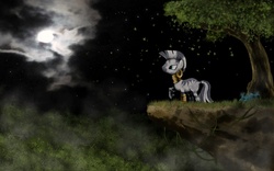 Size: 1680x1050 | Tagged: safe, artist:neptali54, zecora, pony, zebra, g4, everfree forest, female, moon, night, solo