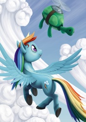 Size: 1750x2475 | Tagged: safe, artist:dahtamnay, rainbow dash, tank, g4, flying