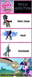 Size: 349x820 | Tagged: safe, discord, king sombra, nightmare moon, queen chrysalis, twilight sparkle, g4, chaos is magic, comparison chart, team avolition