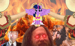 Size: 904x565 | Tagged: safe, twilight sparkle, alicorn, pony, g4, magical mystery cure, alicorn drama, death grips, female, mare, masterpiece, mc ride, neutral milk hotel, richard stallman, ron paul, twilight sparkle (alicorn), why sid why