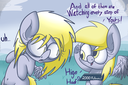 Size: 1280x853 | Tagged: safe, artist:extradan, derpy hooves, oc:jerky hooves, pegasus, pony, g4, female, mare