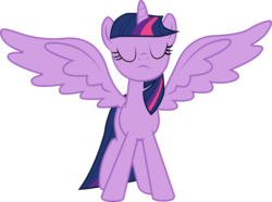 Size: 3051x2273 | Tagged: dead source, safe, artist:a01421, twilight sparkle, alicorn, pony, g4, magical mystery cure, eyes closed, female, mare, simple background, solo, spread wings, transparent background, twilight sparkle (alicorn), vector, wings