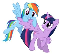 Size: 10000x8750 | Tagged: safe, artist:archive-alicorn, rainbow dash, twilight sparkle, alicorn, pony, g4, magical mystery cure, absurd resolution, duo, female, lesbian, mare, ship:twidash, shipping, simple background, spread wings, transparent background, twilight sparkle (alicorn), vector