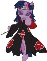 Size: 3437x4445 | Tagged: safe, artist:macethebarrowslord, twilight sparkle, pony, unicorn, g4, akatsuki, bipedal, deva path, ear piercing, earring, female, jewelry, looking at you, naruto, pain (naruto), piercing, rinnegan, simple background, snake bites, solo, transparent background, underhoof