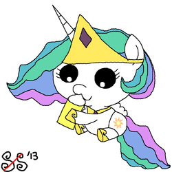 Size: 900x900 | Tagged: safe, artist:smilestallion, princess celestia, pony, g4, baby, female, simple background, solo, white background, younger