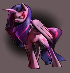 Size: 1280x1332 | Tagged: dead source, safe, artist:kilo, twilight sparkle, alicorn, pony, g4, magical mystery cure, dark magic, dark twilight sparkle, evil twilight, female, glowing eyes, mare, red eyes, serious face, solo, twilight sparkle (alicorn), tyrant sparkle