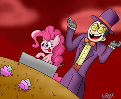 Size: 1650x1350 | Tagged: safe, artist:icebreak23, pinkie pie, g4, crossover, cupcake, glasses, stick figure, superjail, warden