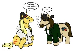 Size: 574x394 | Tagged: safe, artist:thornwolf, g1, cigarette, clerks, clothes, facial hair, hat, hoodie, jay and silent bob, jay derris, ponified, silent bob, smoking
