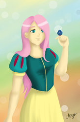 Size: 721x1108 | Tagged: safe, artist:verygood91, fluttershy, bird, g4, clothes, crossover, disney, disney princess, dress, female, humanized, snow white, solo