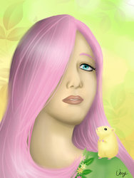 Size: 774x1032 | Tagged: safe, artist:verygood91, fluttershy, hamster, g4, female, humanized, solo