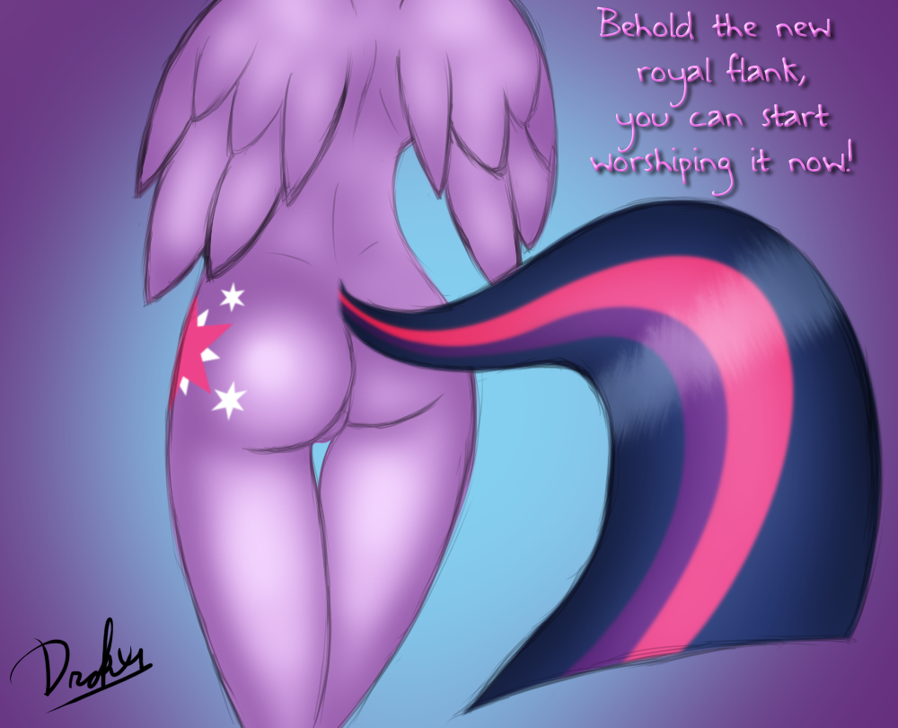 246178 - suggestive, artist:drakxs, twilight sparkle, anthro, g4, magical  mystery cure, ass, ass worship, butt, featureless crotch, female, nudity,  solo, solo female, twilight sparkle (alicorn), wings - Derpibooru