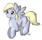 Size: 150x141 | Tagged: safe, artist:peeka13, derpy hooves, pegasus, pony, g4, female, lowres, mare, pixel art, simple background, small, solo, transparent background