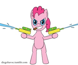 Size: 897x749 | Tagged: safe, artist:diego havoc, pinkie pie, earth pony, pony, g4, 30 minute art challenge, bipedal, cigar, gun, water, watergun