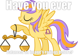 Size: 1120x800 | Tagged: safe, libra (g4), pegasus, pony, g4, female, libra, mare, meta, ponyscopes, scale, simple background, solo, spread wings, transparent background, wings, zodiac