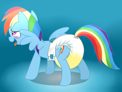 Size: 3000x2250 | Tagged: safe, artist:fillyscoots42, rainbow dash, pegasus, pony, g4, adult diaper, blue background, blushing, butt, cute, cutie mark, dashabetes, desperation, diaper, diaper bulge, diaper butt, diaper fetish, diaper usage, diapered, enjoying, female, fetish, full diaper, happy, high quality, mare, messy diaper, need to pee, non-baby in diaper, open mouth, peegasm, peeing in diaper, pissing, pleasure, poofy diaper, potty time, relief, shading, shadow, show accurate, simple background, soaked diaper, solo, spread legs, spread wings, spreading, squishy, squishy diaper, stained diaper, tongue out, urine, used diaper, using diaper, watersports, wet diaper, wetting, wetting diaper, white diaper, wingboner, wings