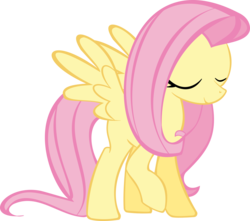 Size: 3000x2654 | Tagged: safe, artist:theshadowstone, fluttershy, pegasus, pony, g4, eyes closed, female, mare, simple background, solo, spread wings, transparent background, vector, wings