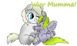 Size: 1024x610 | Tagged: safe, artist:inkiepie, fluffy pony, cute, fluffy pony foal, fluffy pony mother, hug, love, weanling