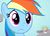 Size: 895x649 | Tagged: safe, screencap, rainbow dash, g4, magical mystery cure, bust, eyes open, hub logo, logo, portrait, solo, the hub