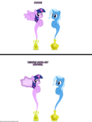 Size: 1050x1400 | Tagged: safe, artist:navitaserussirus, trixie, twilight sparkle, alicorn, genie, pony, asktwixiegenies, g4, female, mare, twilight sparkle (alicorn), wings