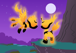 Size: 1024x711 | Tagged: safe, artist:pashen, oc, elemental, fire elemental, a world renewed, fire, flame atronach, ponified