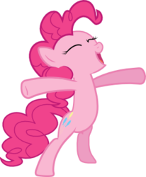 Size: 336x408 | Tagged: safe, pinkie pie, earth pony, pony, g4, eyes closed, simple background, solo, svg, t pose, transparent background, vector